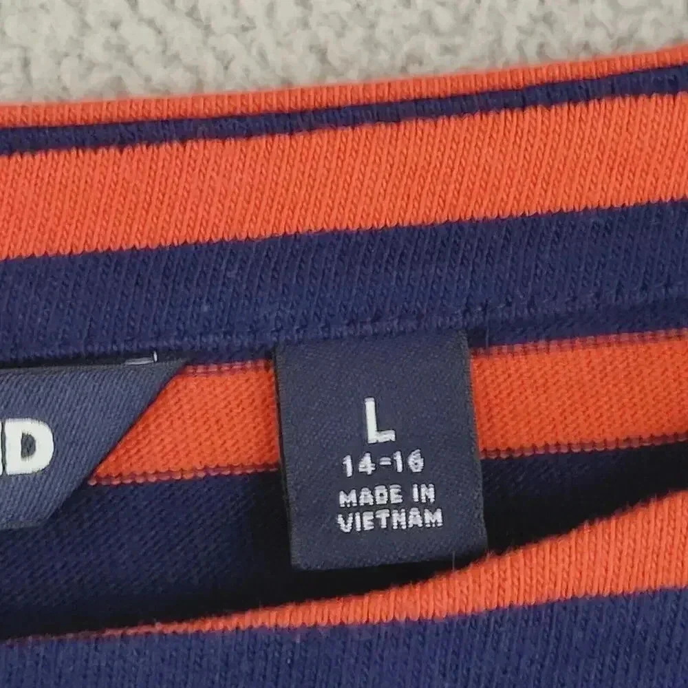 Striped Lands End Womens T-Shirt Size L Navy & Orange Casual Short Sleeve 30PT - Picture 5 of 8